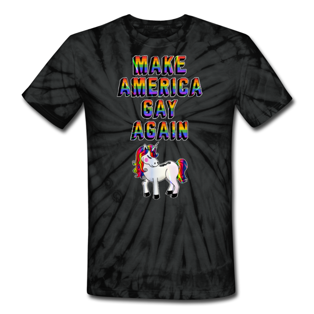 Make America gay again tie dye tee - spider black