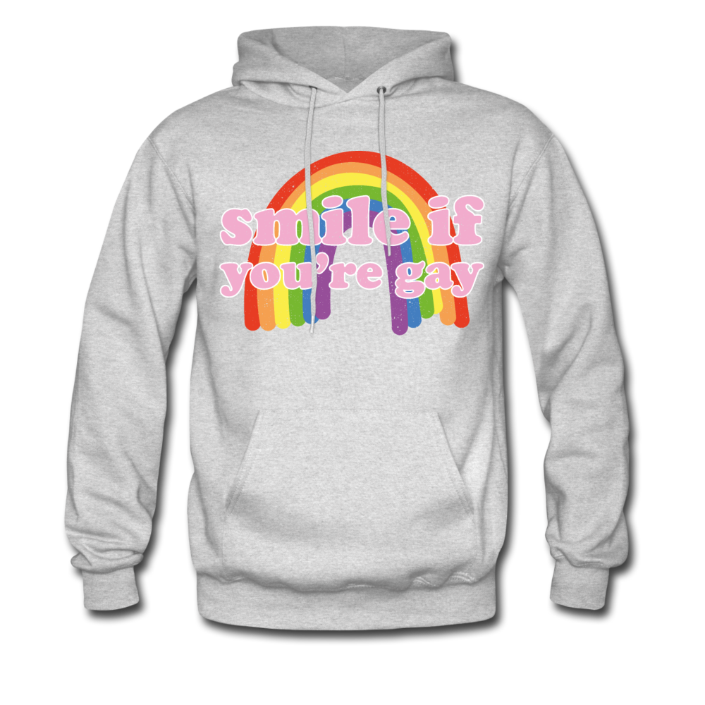 Smile if you're gay Hoodie - ash 