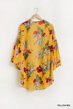 Floral Print Open Front Kimono With Flowy Sleeves