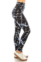 Long Yoga Style Banded Lined Abstract Printed Knit Legging With High Waist.