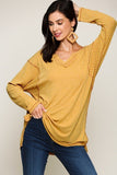 Two-tone Rib Tunic Top With Side Slits