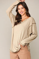 Two-tone Rib Tunic Top With Side Slits