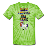 Make America gay again tie dye tee - spider lime green