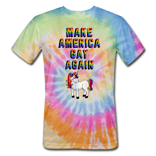 Make America gay again tie dye tee - rainbow